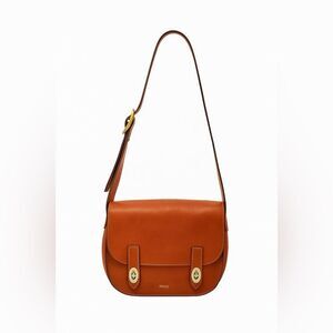 Fossil Austin Leather Turn Lock Saddle Flap Bag